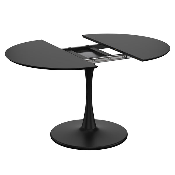 Esstisch ausziehbar HOLMEN oval 100/140 x 100 cm schwarz