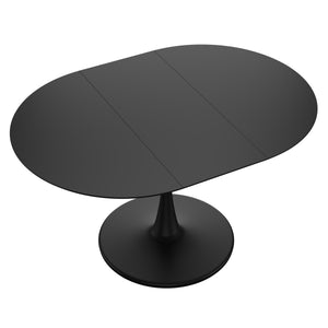 Esstisch ausziehbar HOLMEN oval 100/140 x 100 cm schwarz