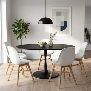 Esstisch ausziehbar HOLMEN oval 100/140 x 100 cm schwarz