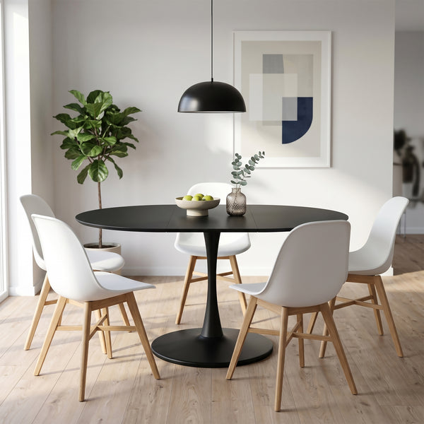 Esstisch ausziehbar HOLMEN oval 100/140 x 100 cm schwarz
