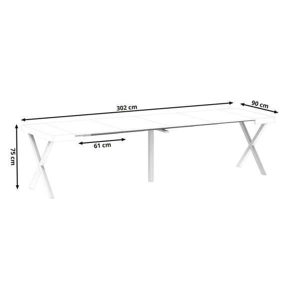 Esstisch ausziehbar MADRID 58/302 x 90 cm natur/weiss