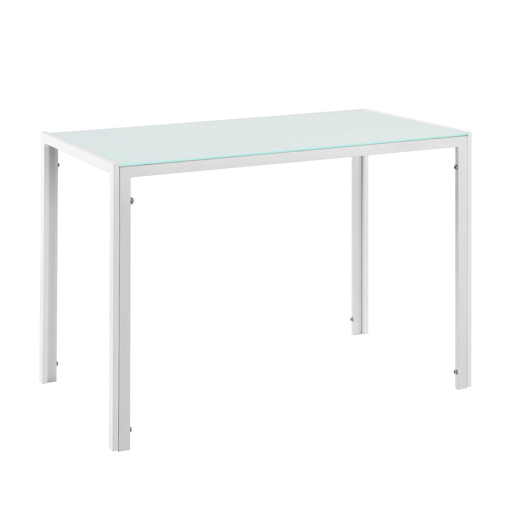 Table de salle à manger Enschede 105x60x75 cm, plateau en verre blanc