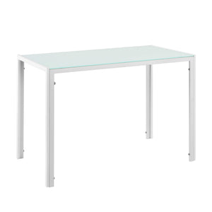 Esstisch mit 4 Stühlen Stathelle 105x60x75 cm Weiss Glasplatte
