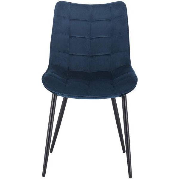 2er-Set Küchenstuhl mit Rückenlehne aus Samt Metallbeine Elif blau
