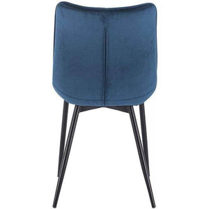 2er-Set Küchenstuhl mit Rückenlehne aus Samt Metallbeine Elif blau