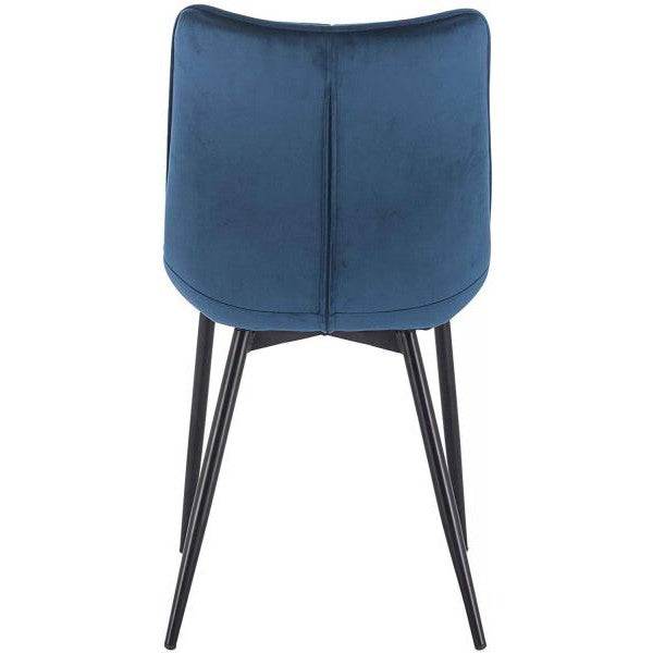2er-Set Küchenstuhl mit Rückenlehne aus Samt Metallbeine Elif blau