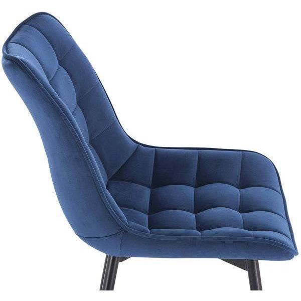 2er-Set Küchenstuhl mit Rückenlehne aus Samt Metallbeine Elif blau