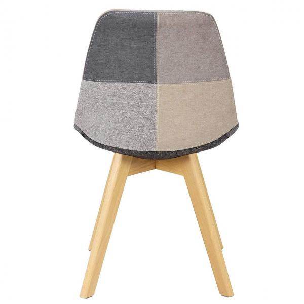 Esszimmerstuhl Holz & Leinen Lisa grau-khaki Patchwork