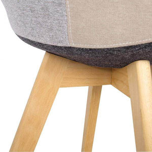 Esszimmerstuhl Holz & Leinen Lisa grau-khaki Patchwork