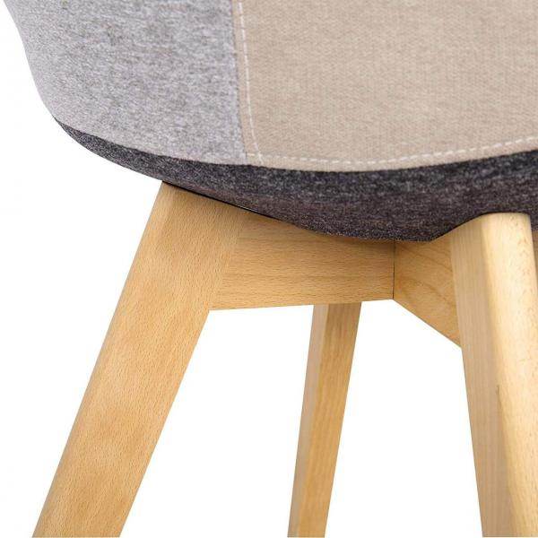 Esszimmerstuhl Holz & Leinen Lisa grau-khaki Patchwork