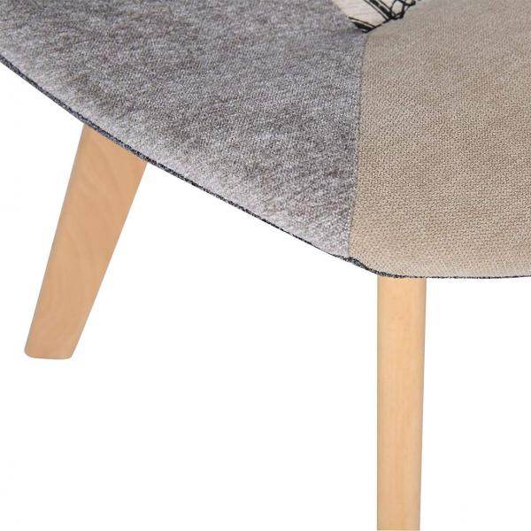 Esszimmerstuhl Holz & Leinen Lisa grau-khaki Patchwork