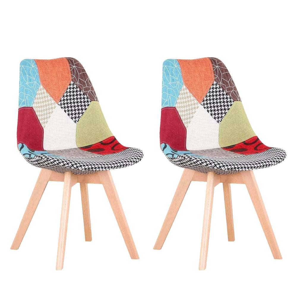 Chaise de salle à manger AMALIA, lot de 2, colorée/naturelle