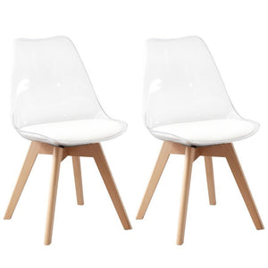 Esszimmerstuhl AMALIA 2er Set transparent/weiss/natur