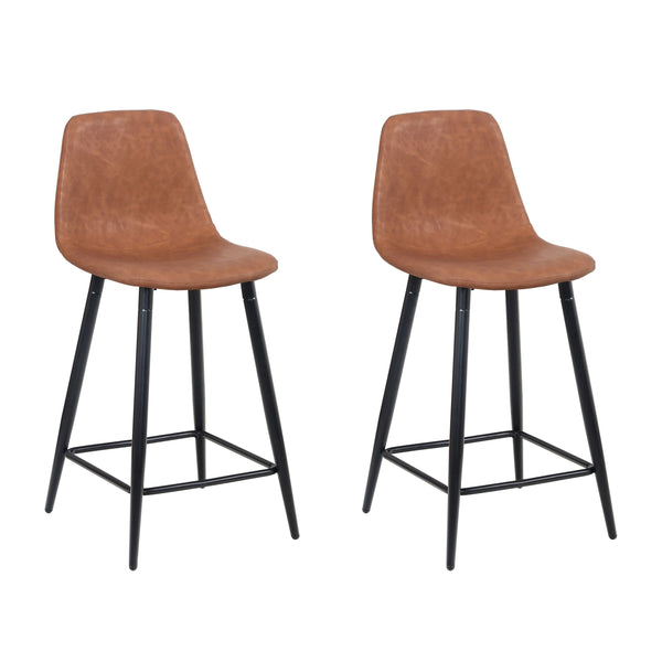 Tabourets de bar marron DAVY, lot de 2