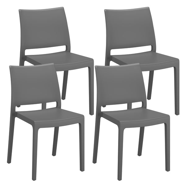 Esszimmerstuhl Gartenstuhl LORA 4er Set anthrazit