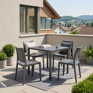Esszimmerstuhl Gartenstuhl LORA 4er Set anthrazit