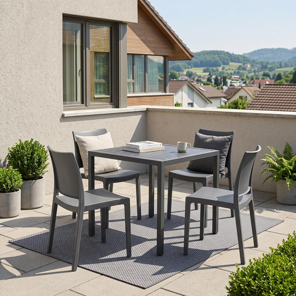 Esszimmerstuhl Gartenstuhl LORA 4er Set anthrazit
