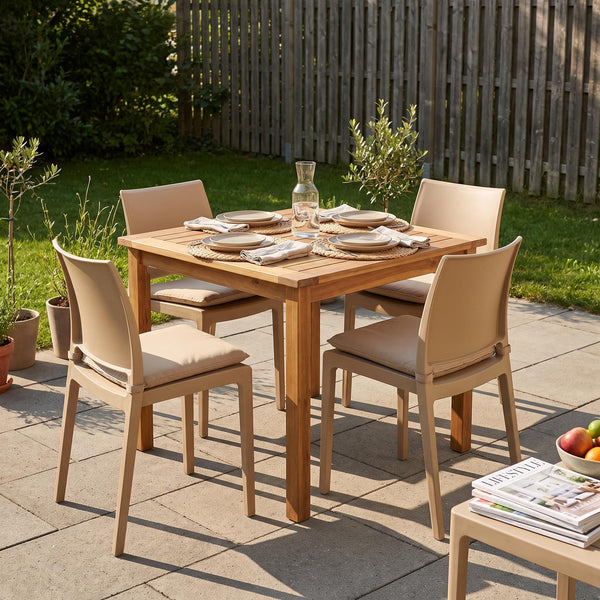 Esszimmerstuhl Gartenstuhl LORA 4er Set beige