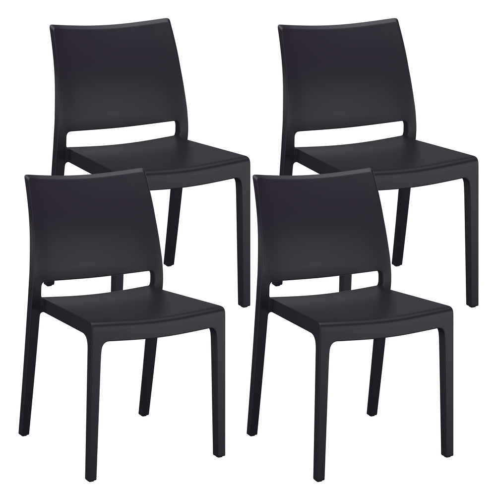 Esszimmerstuhl Gartenstuhl LORA 4er Set schwarz
