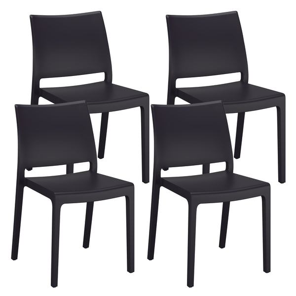 Esszimmerstuhl Gartenstuhl LORA 4er Set schwarz