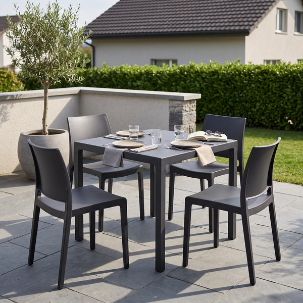 Esszimmerstuhl Gartenstuhl LORA 4er Set schwarz