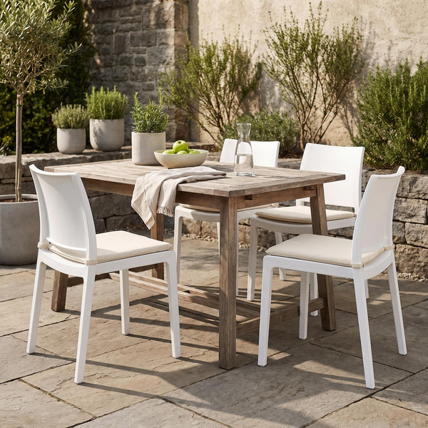 Esszimmerstuhl Gartenstuhl LORA 4er Set weiss