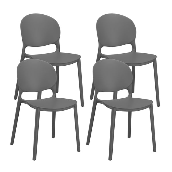 Esszimmerstuhl Gartenstuhl MORA 4er Set anthrazit