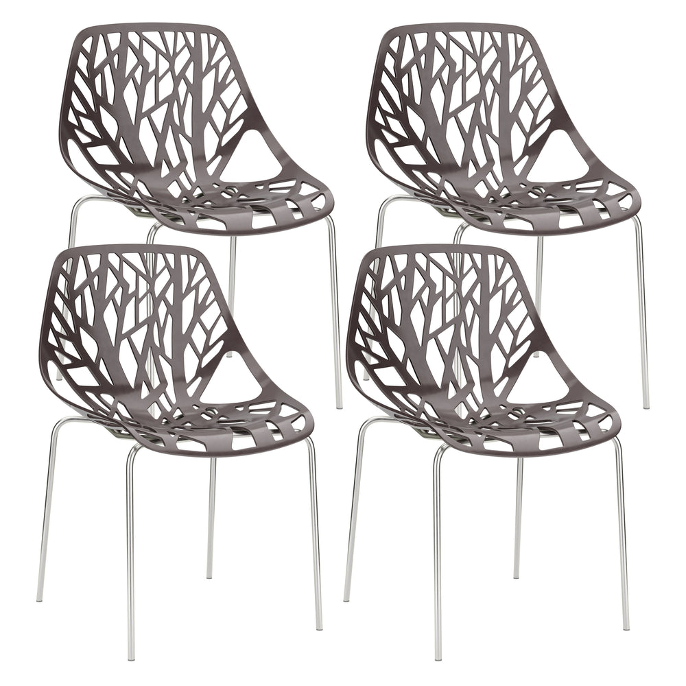 Ensemble de 4 chaises de salle à manger JANO, marron