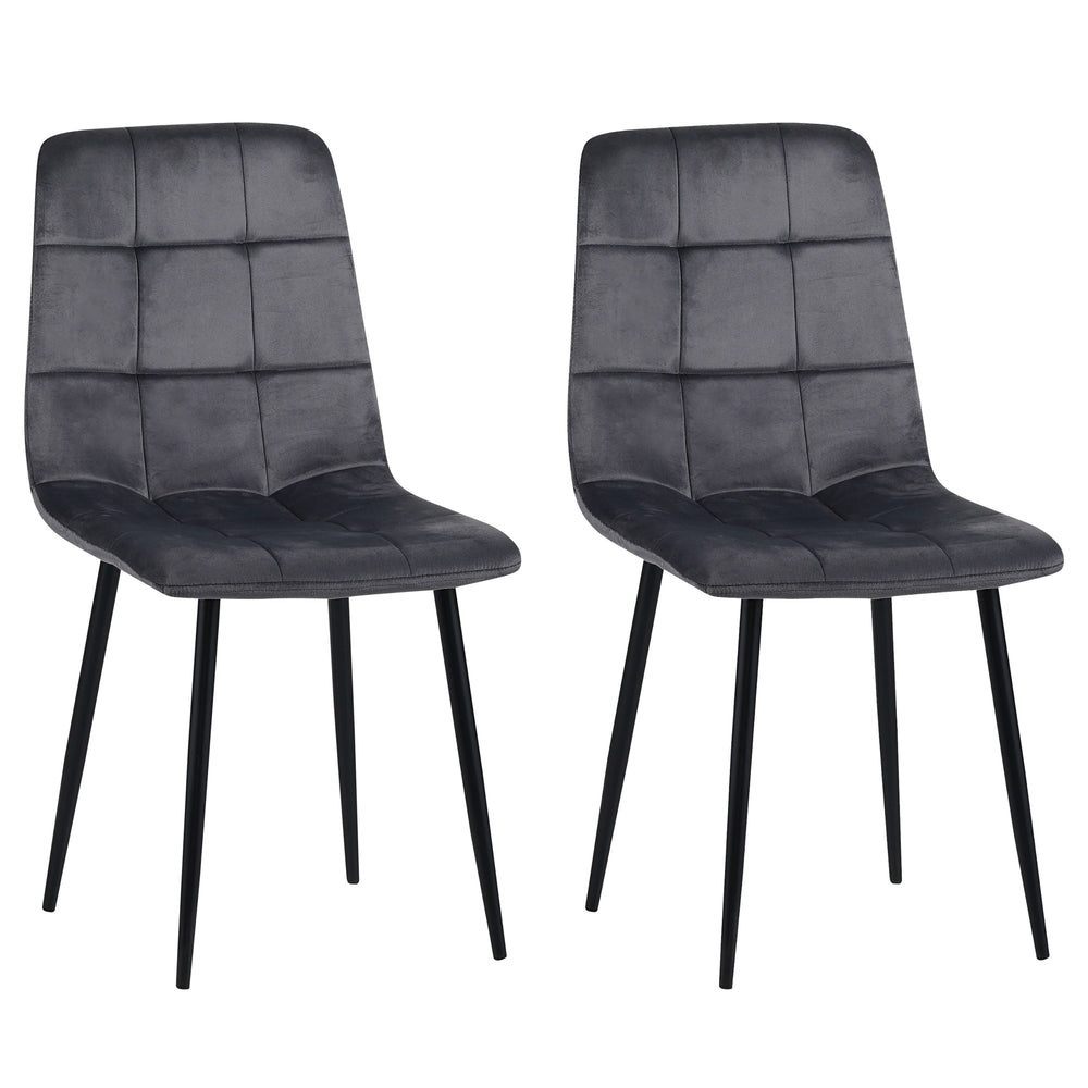 Chaise de salle à manger JERRY en velours, lot de 2, anthracite