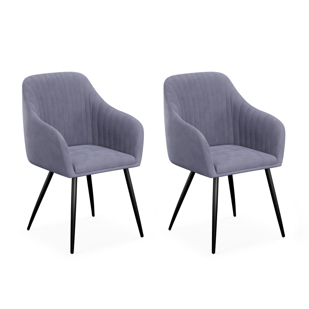 Chaises de salle à manger en velours LEE anthracite, lot de 2