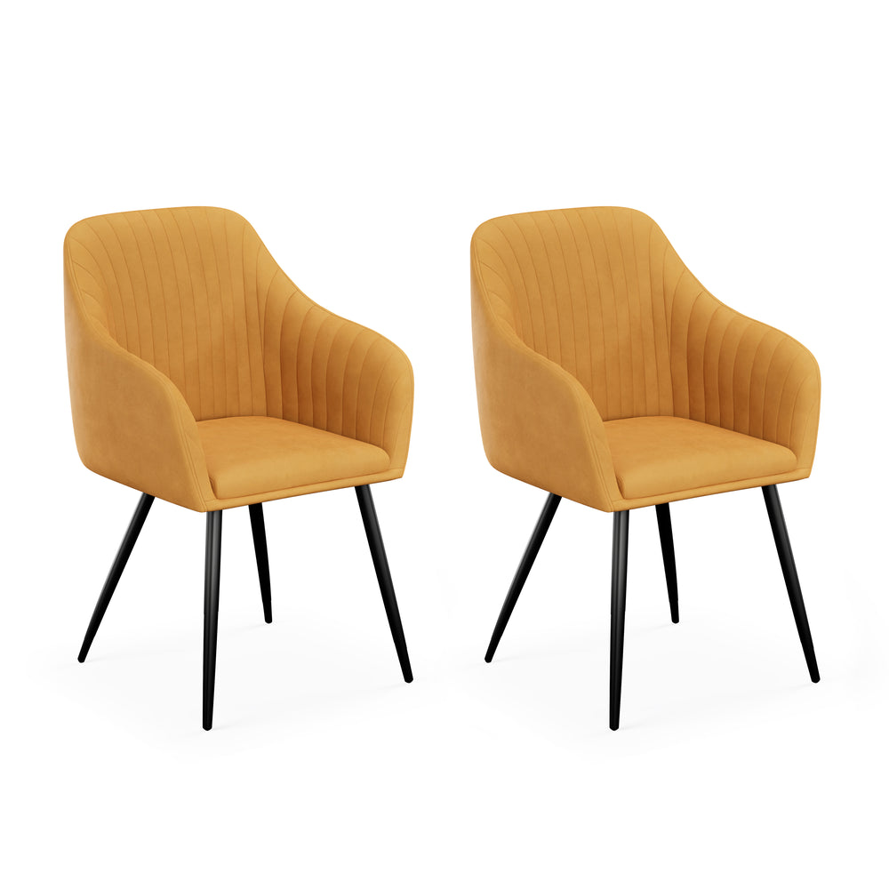 Chaise de salle à manger LEE jaune, lot de 2