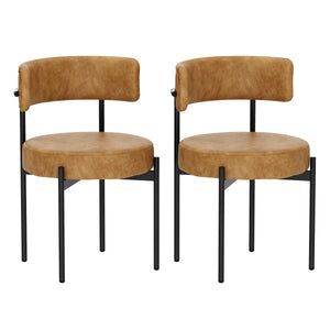 Esszimmerstuhl Leder ELYSE 2er Set braun