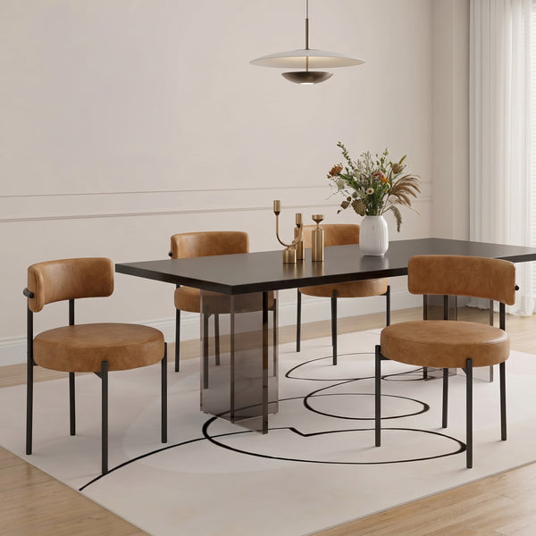 Esszimmerstuhl Leder ELYSE 2er Set braun