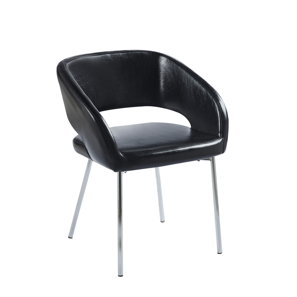 Chaise de salle à manger en cuir FRANK noir