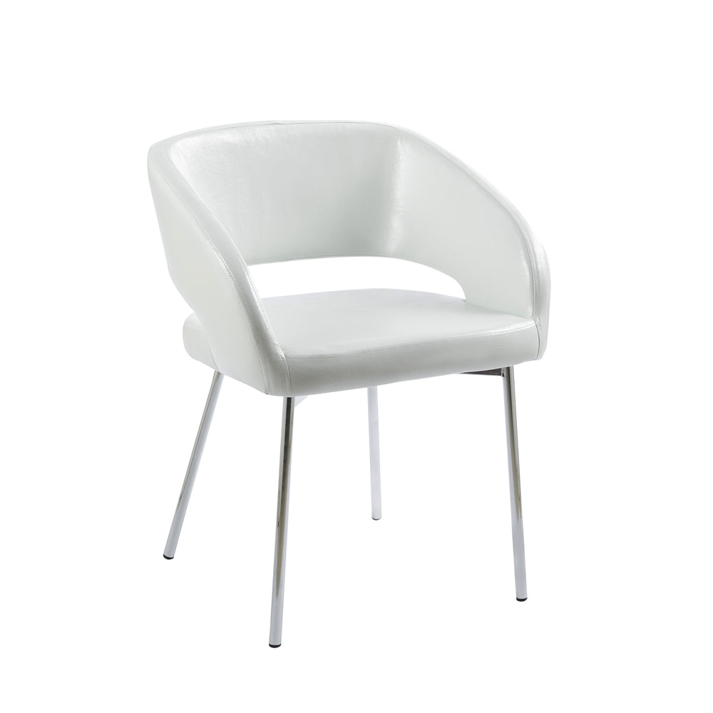 Chaise de salle à manger en cuir FRANK blanc