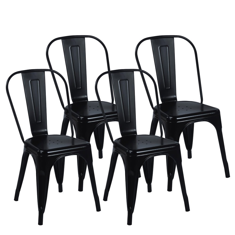 Ensemble de 4 chaises de salle à manger en métal METALUXE noires