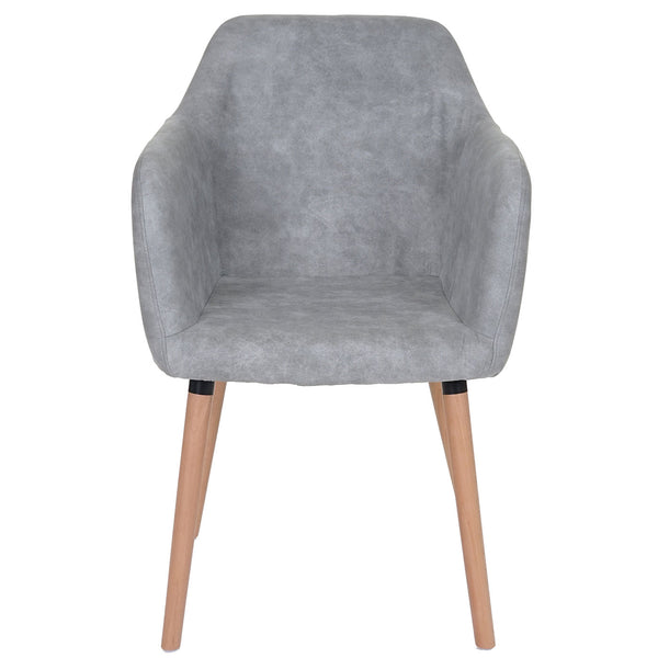 Esszimmerstuhl Malmö 50er Jahre Textil vintage betongrau, helle Beine