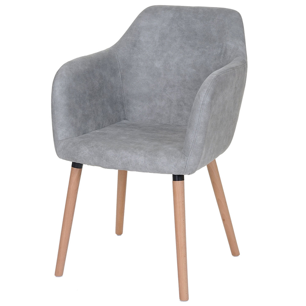 Esszimmerstuhl Malmö 50er Jahre Textil vintage betongrau, helle Beine