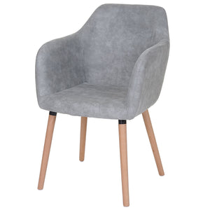 Esszimmerstuhl Malmö 50er Jahre Textil vintage betongrau, helle Beine
