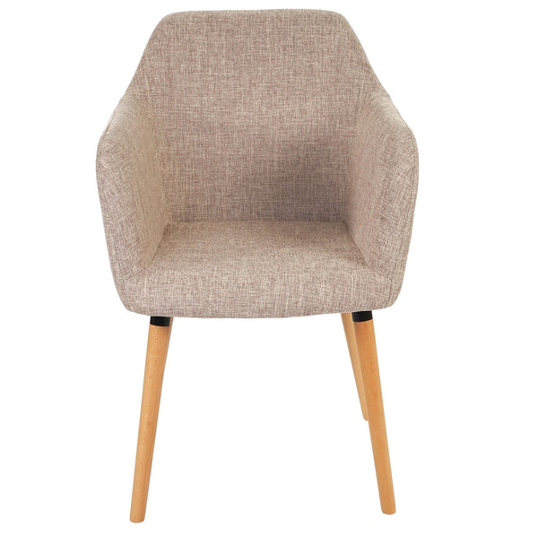 Esszimmerstuhl Malmö T381 50er Jahre ~ Textil, creme/grau, helle Beine