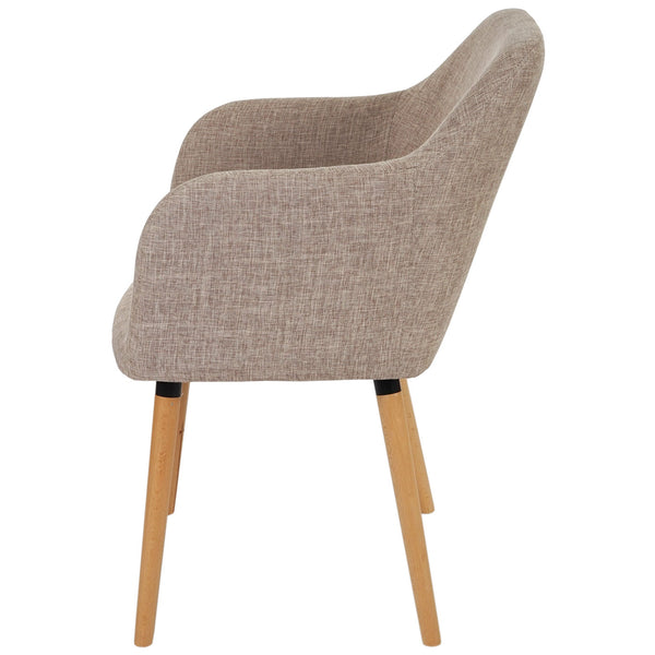 Esszimmerstuhl Malmö T381 50er Jahre ~ Textil, creme/grau, helle Beine