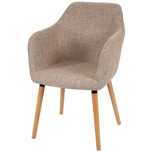 Esszimmerstuhl Malmö T381 50er Jahre ~ Textil, creme/grau, helle Beine