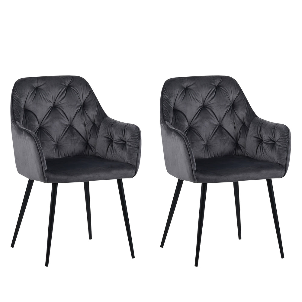 Ensemble de 2 chaises de salle à manger PAMELA en velours anthracite