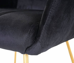 Esszimmerstuhl Retro Design Samt goldene Füsse Schwarz