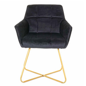 Esszimmerstuhl Retro Design Samt goldene Füsse Schwarz