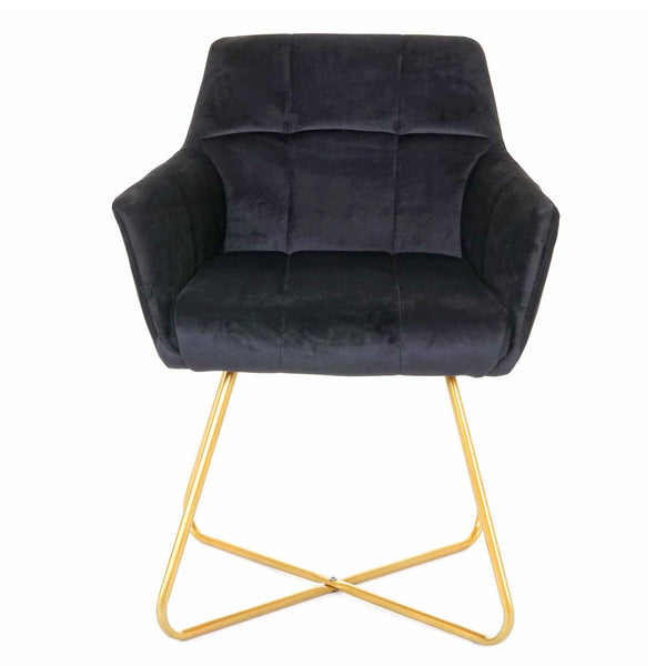 Esszimmerstuhl Retro Design Samt goldene Füsse Schwarz