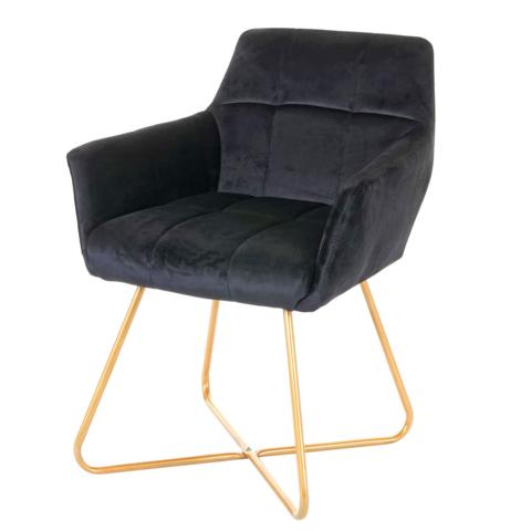 Esszimmerstuhl Retro Design Samt goldene Füsse Schwarz