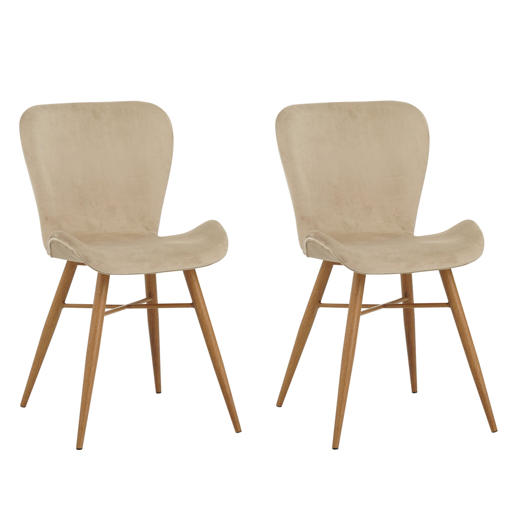 Chaises de salle à manger TONI, lot de 2, velours, beige