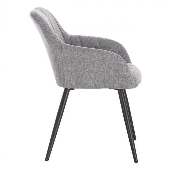 Esszimmerstuhl mit Armlehnen aus Leinen Modell Rita hellgrau