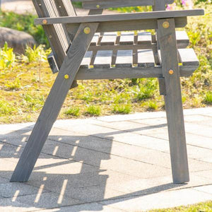 Gartenbank mit Tisch, Sitzgruppe, mit Regenschirmloch, Sitzbank, 2 Stühle, Massivholz, Grau